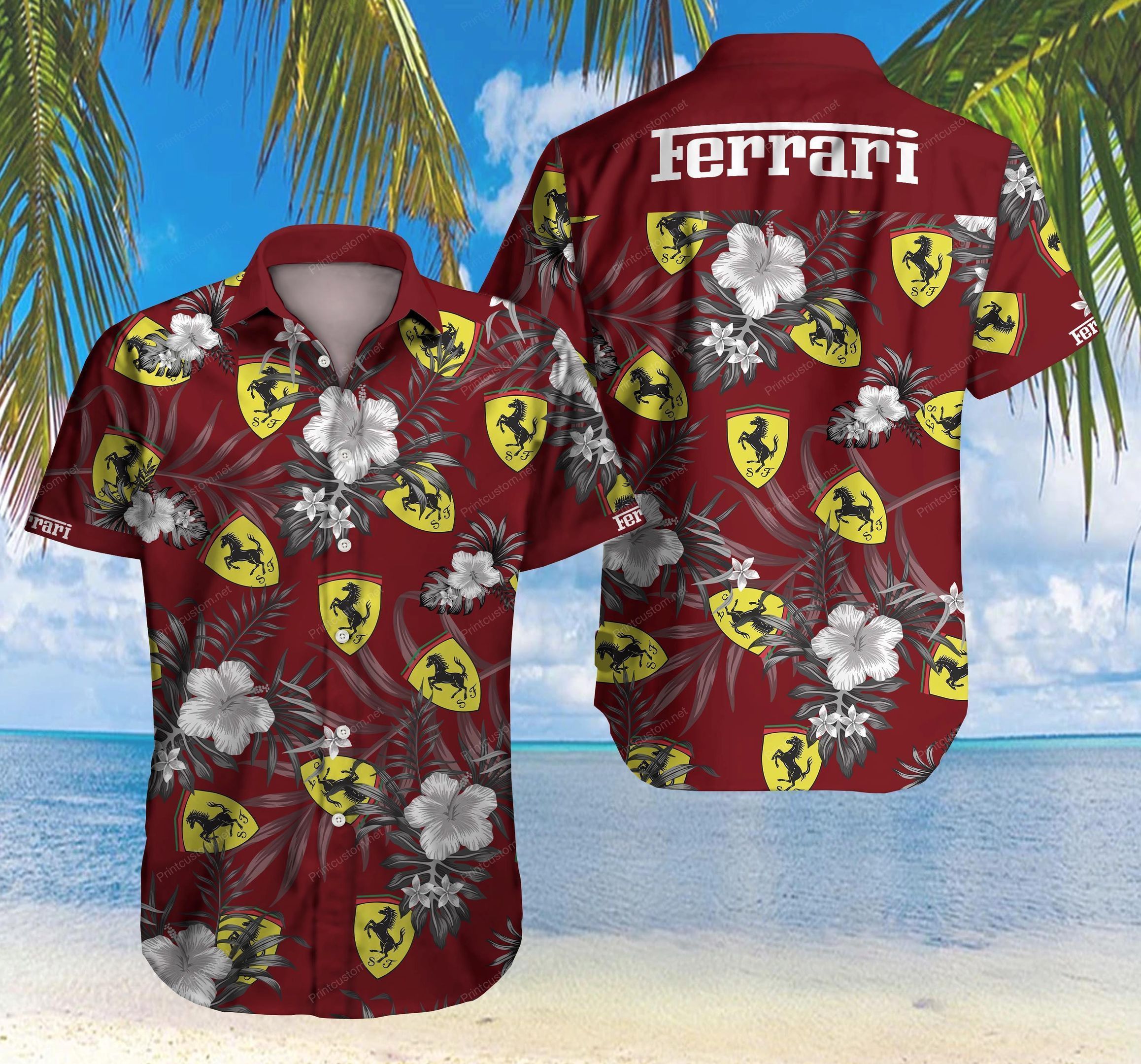 Beach Shirt Tlmus Ferrari Hawaii Shirt