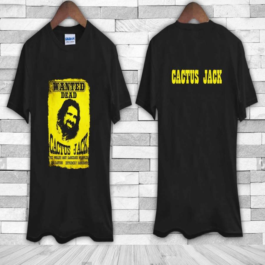 Cactus Jack Mick Foley Yellow Poster Wanted Dead Men’s T-Shirt