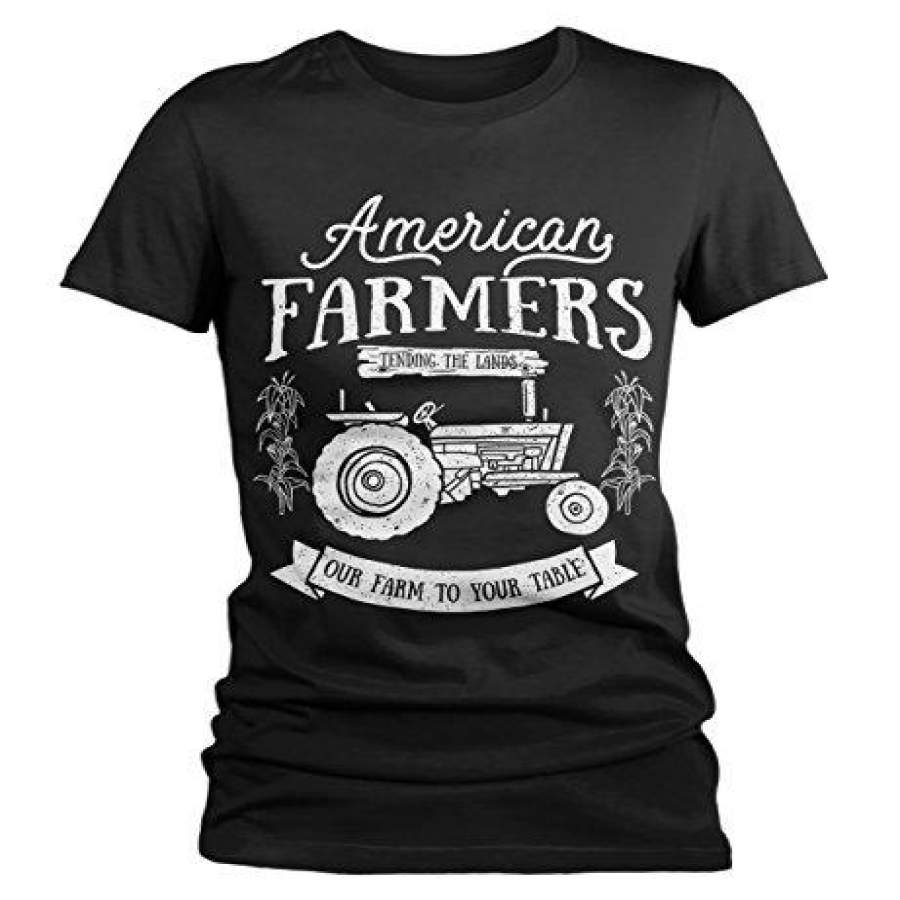 Women’s Vintage Farmer T-Shirt American Farmers Tractor Tee Farm to Table Shirt