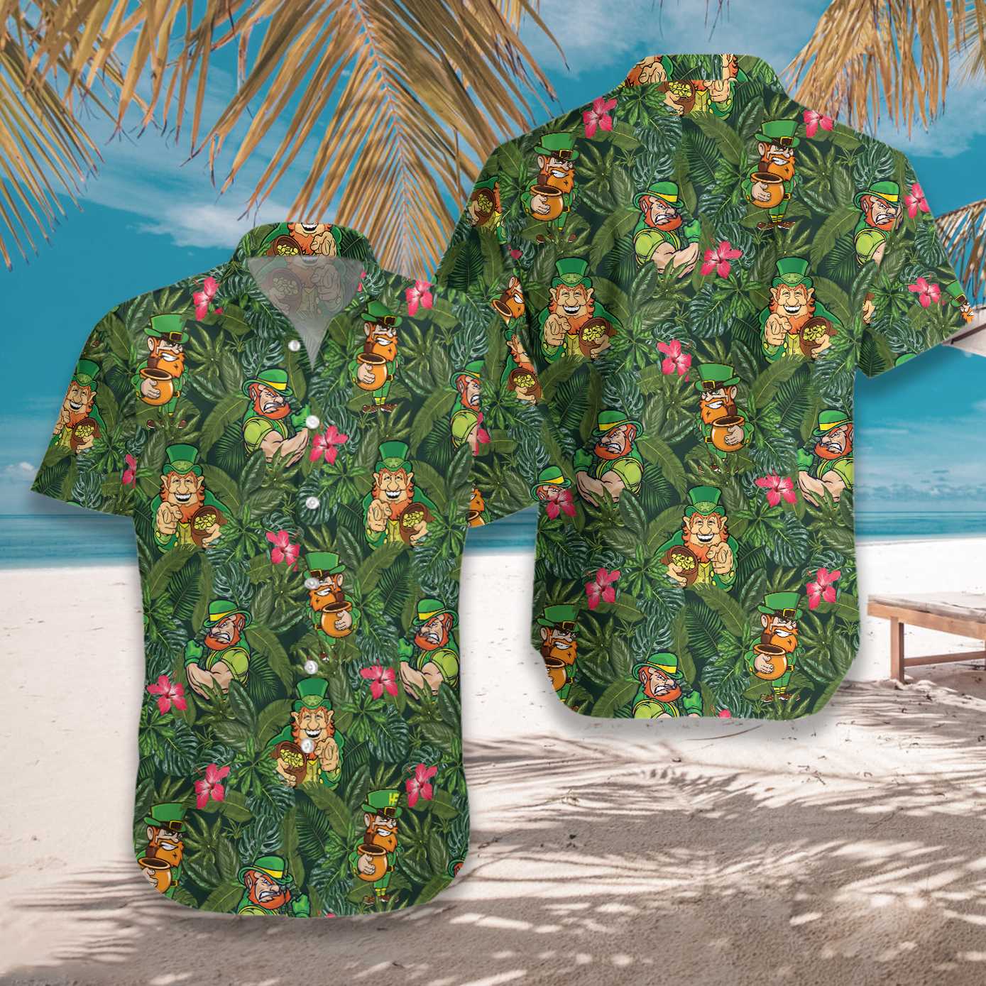 Irish Leprechaun Tropical Hawaii Shirt Unisex Adult Ha32271