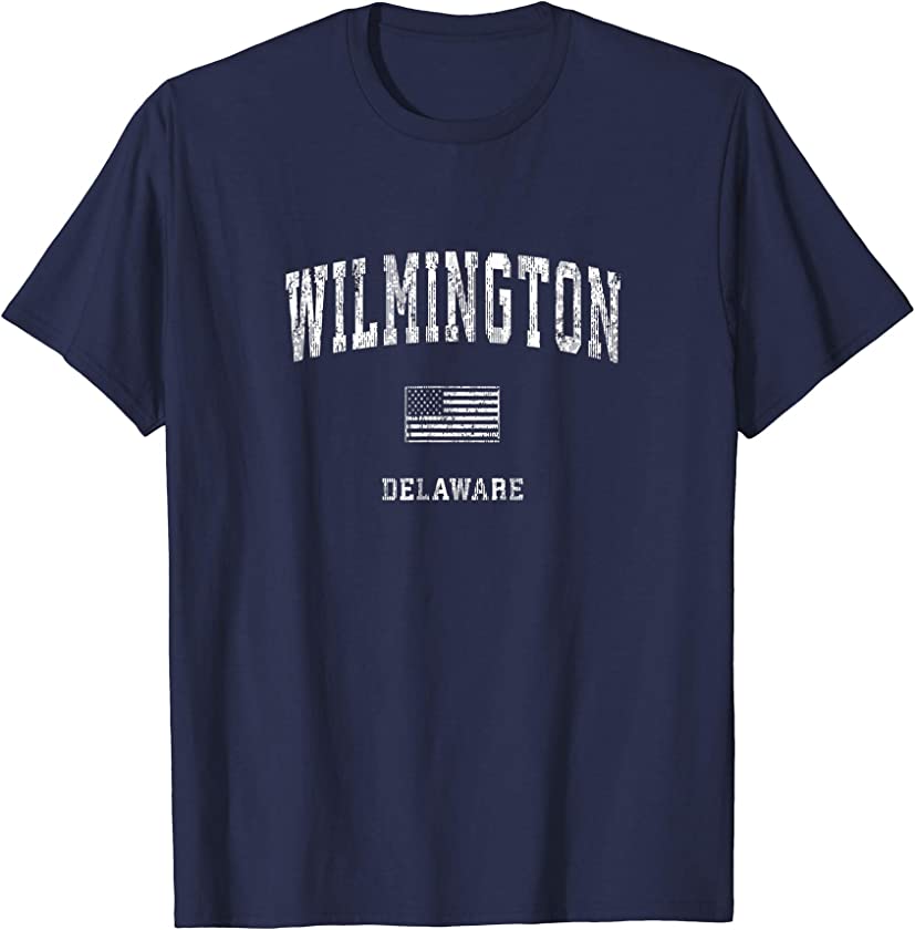 Wilmington Delaware DE T-Shirt Vintage American Flag Tee