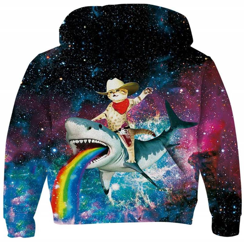 Shark Galaxy Cat Hoodie 3d Sweatshirt Animal Unisex