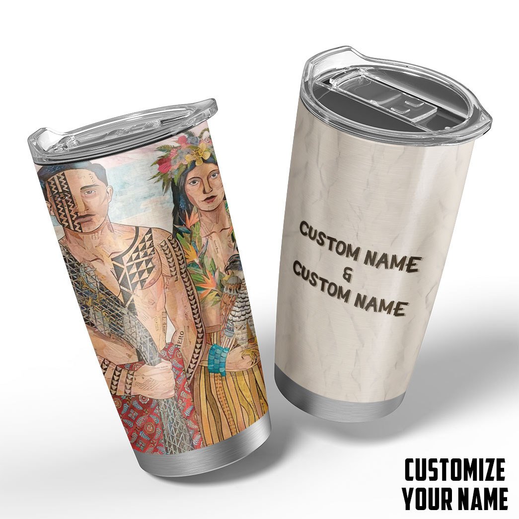 Gearhumans Hawaii Couple Custom Name Tumbler Ha12049