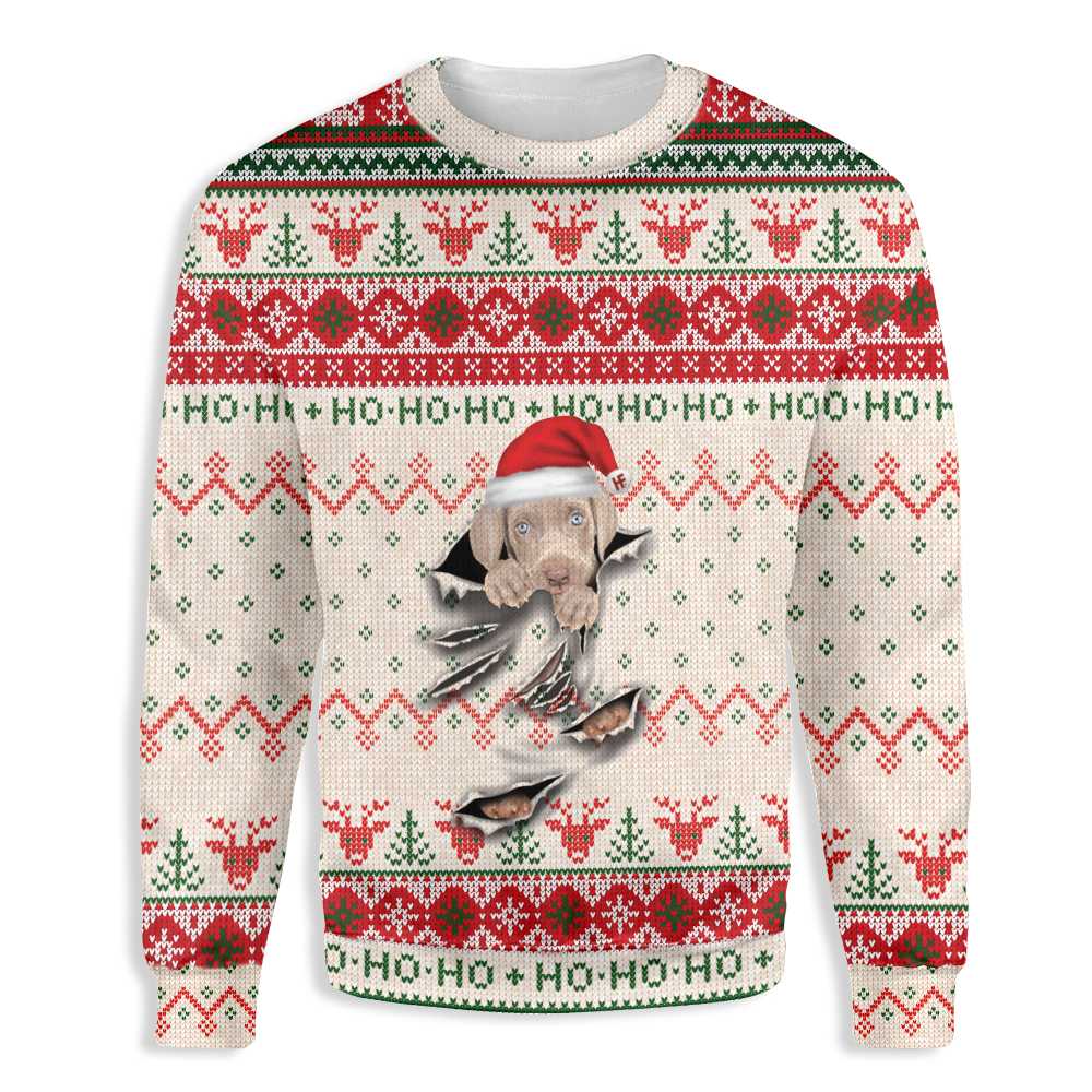 Weimaraner Unisex Ugly Christmas Sweater, All Over Print Sweatshirt