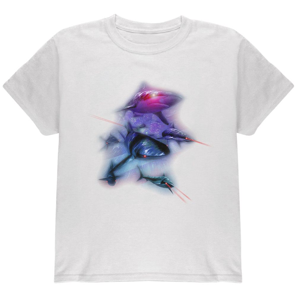 4Th Of July Patriotic American Galaxy Laser Sharks Youth T Shirt