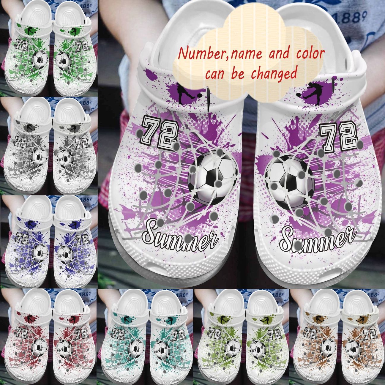 Soccer Personalized Personalize Clog, Custom Name, Text, Fashion Style For Women, Men, Kid, Print 3D Whitesole Goal!