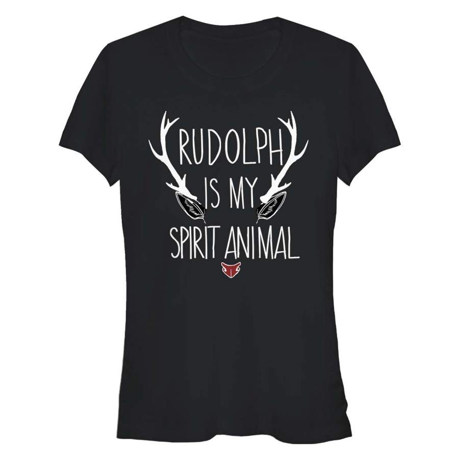 Lost Gods Junior’s Christmas Rudolph Spirit Animal  T Shirt Black S