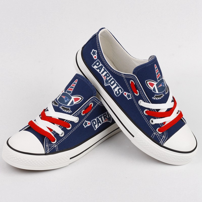 New England Patriots Canvas Shoes White Sneakers Style #2