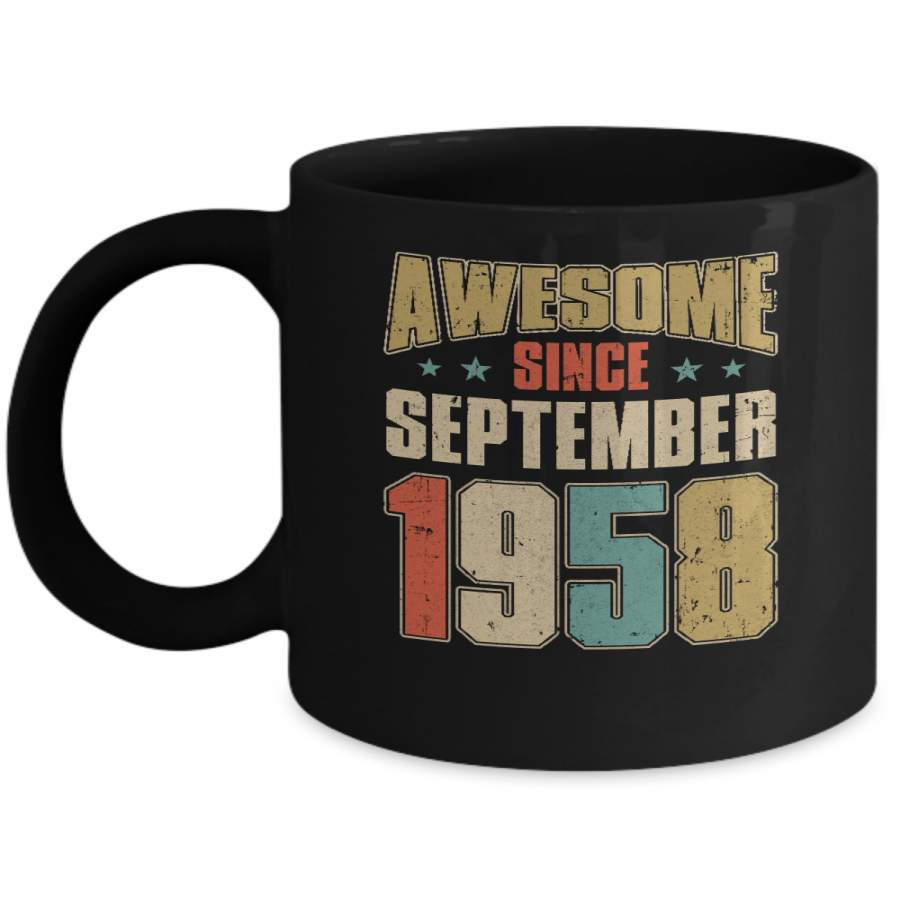 Vintage Retro Awesome Since September 1958 62th Birthday Mug