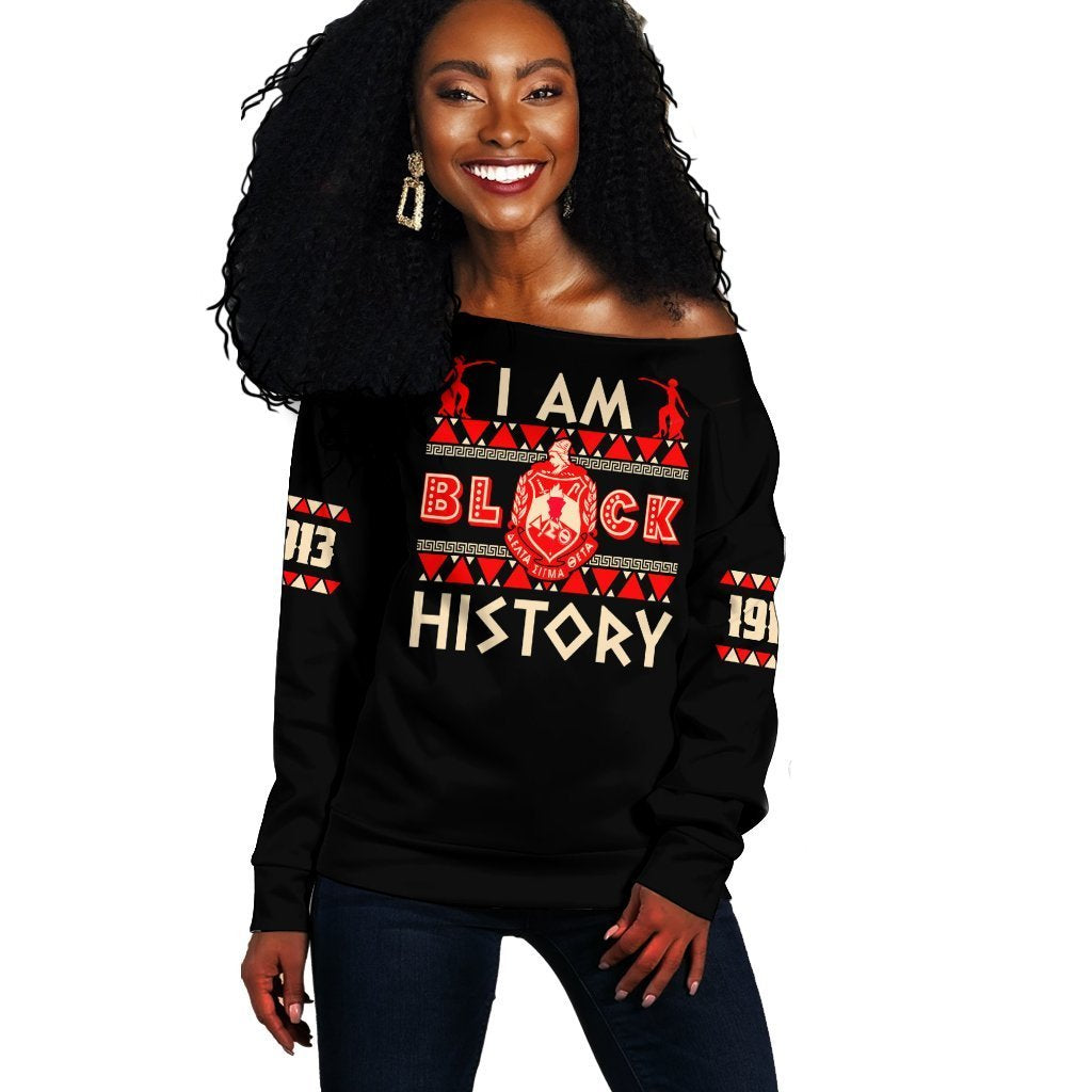 Greek Life Sweatshirt – I Am Black History Delta Sigma Theta Off Shoulder J0