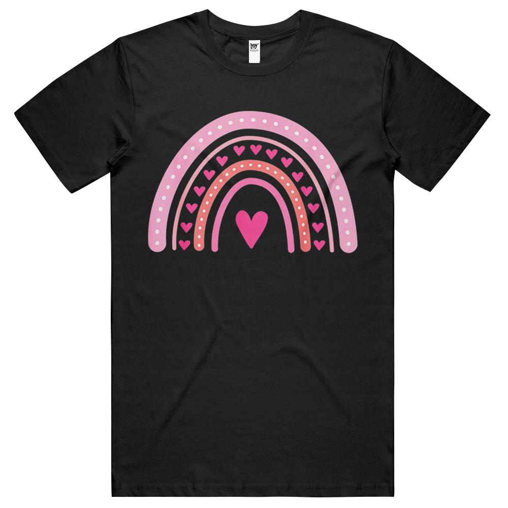 Cute Heart Rainbow Valentines Day Teacher Girls Womens T Shirts