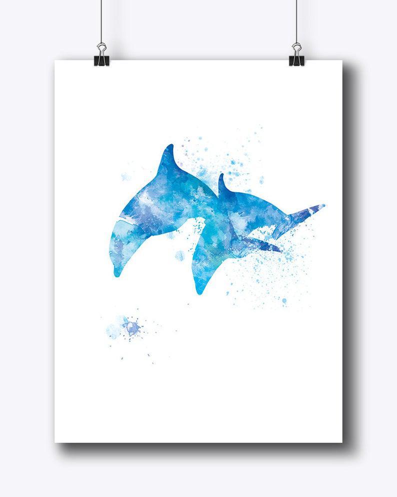 Dolphin Art Print Watercolor Dolphin Poster