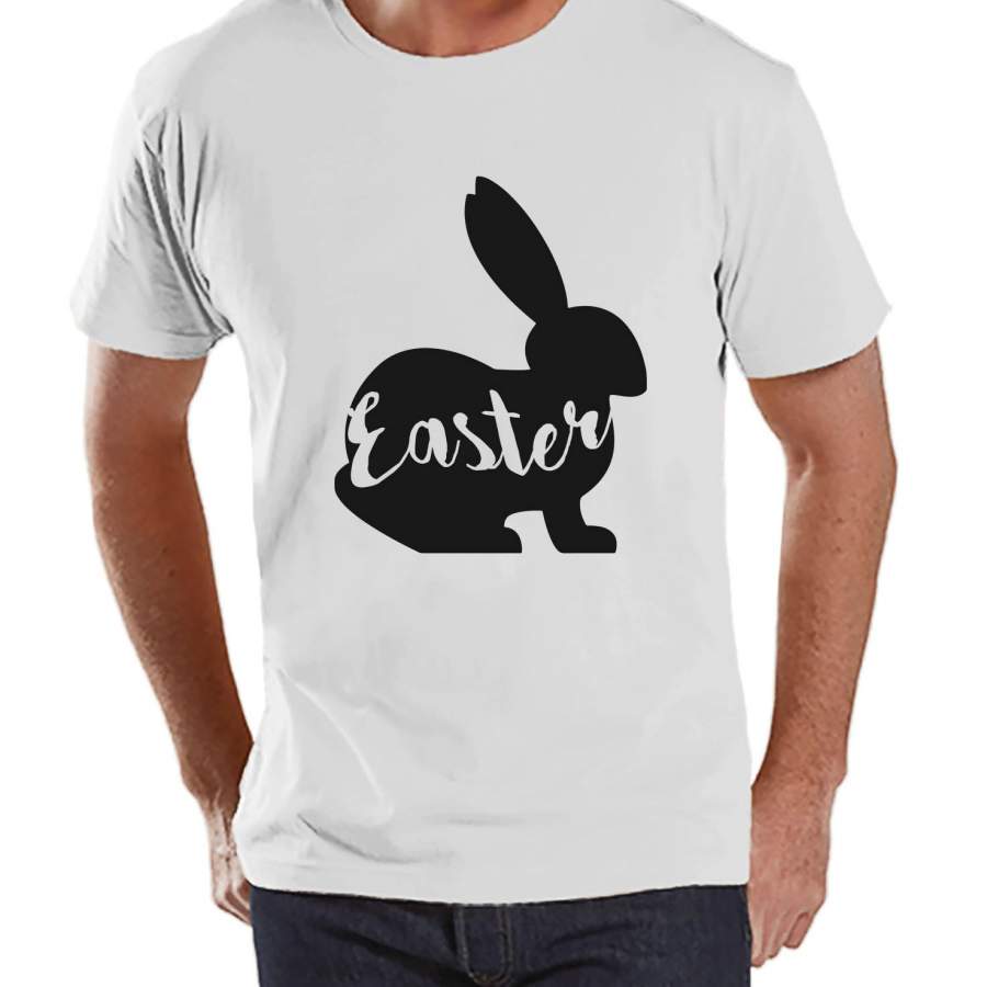 Men’s Easter Shirt – Mens Easter Bunny Happy Easter Shirt – Happy Easter Tshirt – Gift for Him – Matching Family Bunny Shirt – White T-shirt