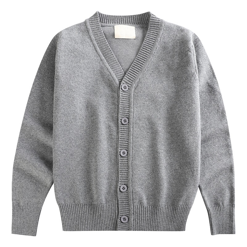 2022 NEW School Clothes Knitted Cardigan For Boys and Girls Pure Cotton Solid Color V-neck Sweater Student Autumn Sweatershirt alx