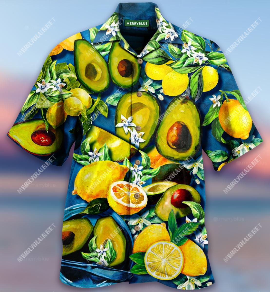 Avocado Lemon Summer Time Aloha Hawaiian Shirt Colorful Short Sleeve Summer Beach Casual Shirt For Men And Women