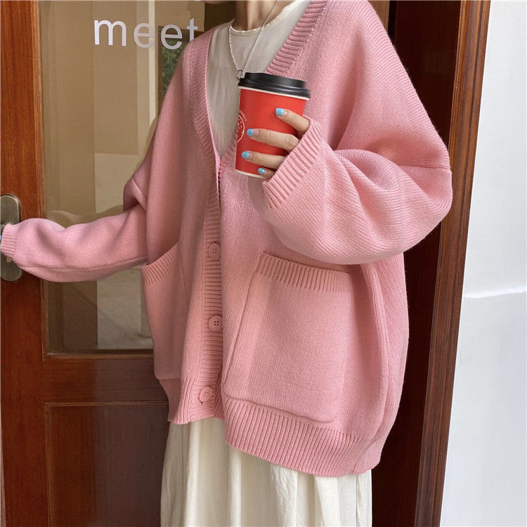 Cardigan Women Spring Vintage Lovely Fashion Korean Simple V-neck Ladies Knitwear Long Sleeve All-match Ins Fall Femme Sweaters alx