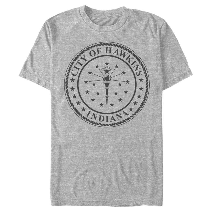 Stranger Things Men’s City of Hawkins Crest  T Shirt