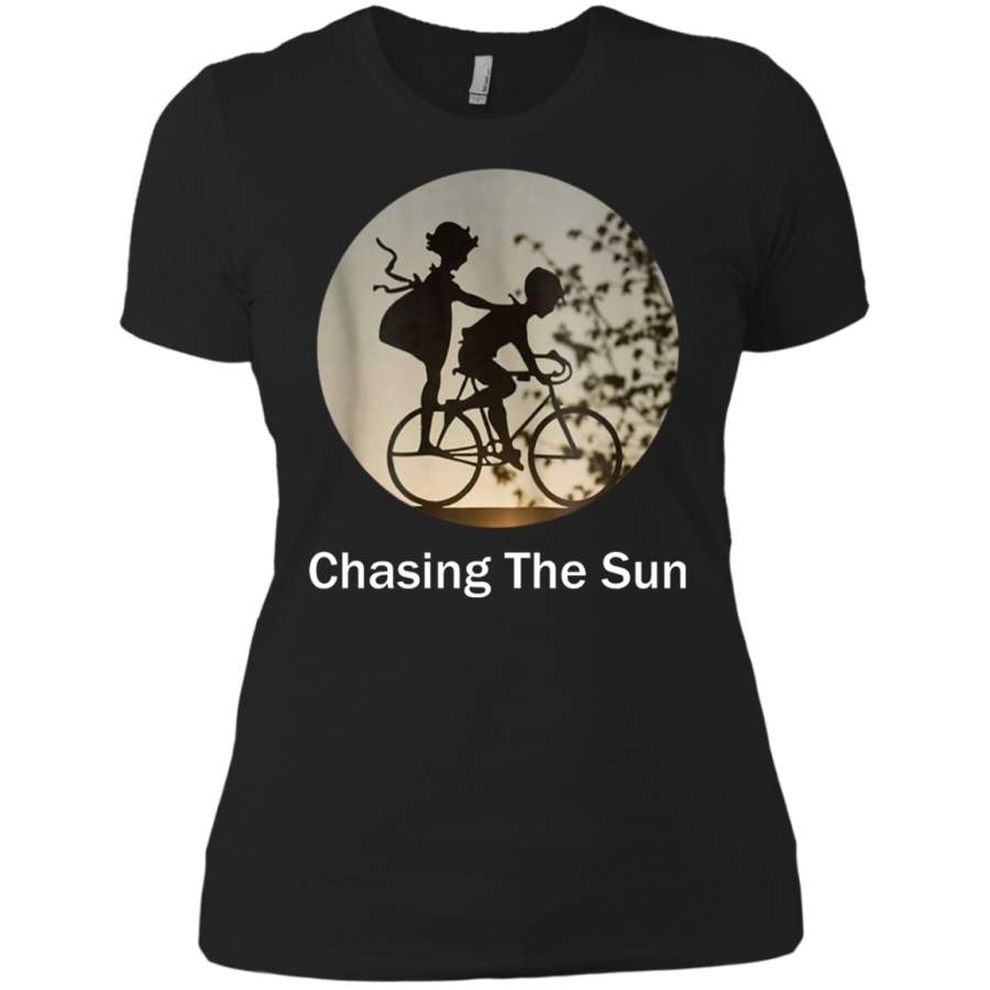 AGR Bike in Sunset with Kids on Bike Ladies T-Shirt