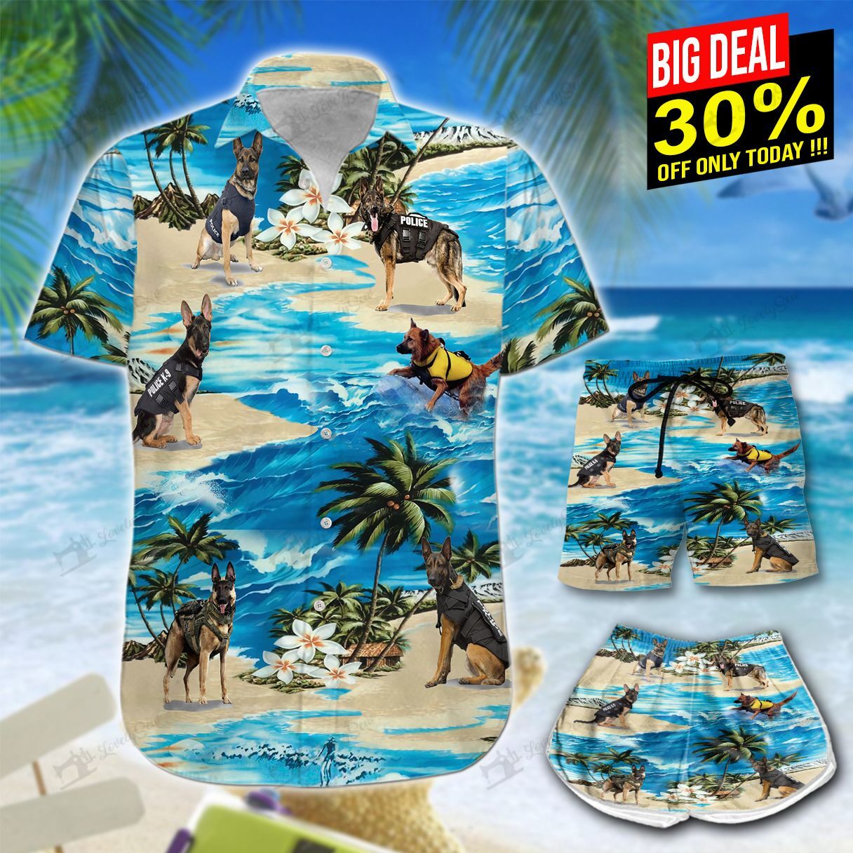 Police Dog German Hawaiian Shirt Shorts Ha31612