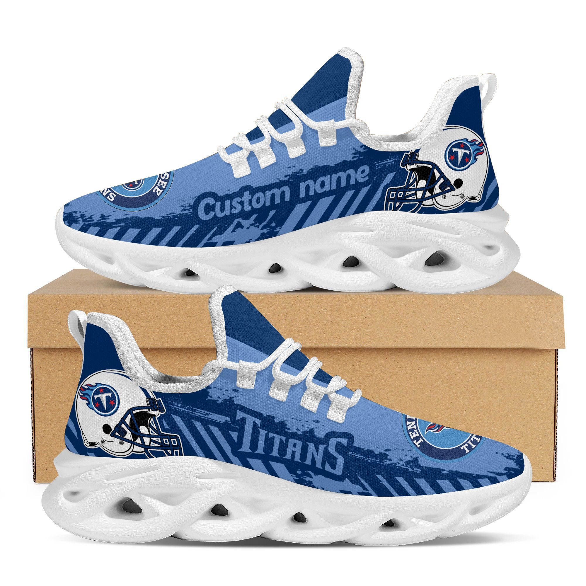 Tennessee Titans Americanfootball Team Helmet Custom Name Personalized Men And Women Max Soul Sneakers Shoes For Fans