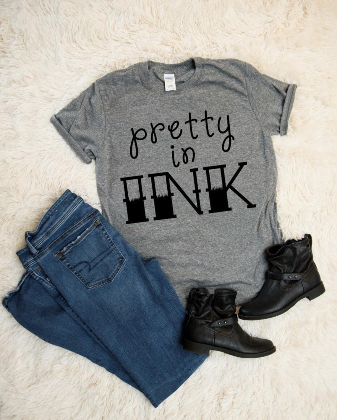 Pretty In Ink Simple Design Tattoo Lovers Gift For Women Standard/Premium Women T-Shirt Hoodie