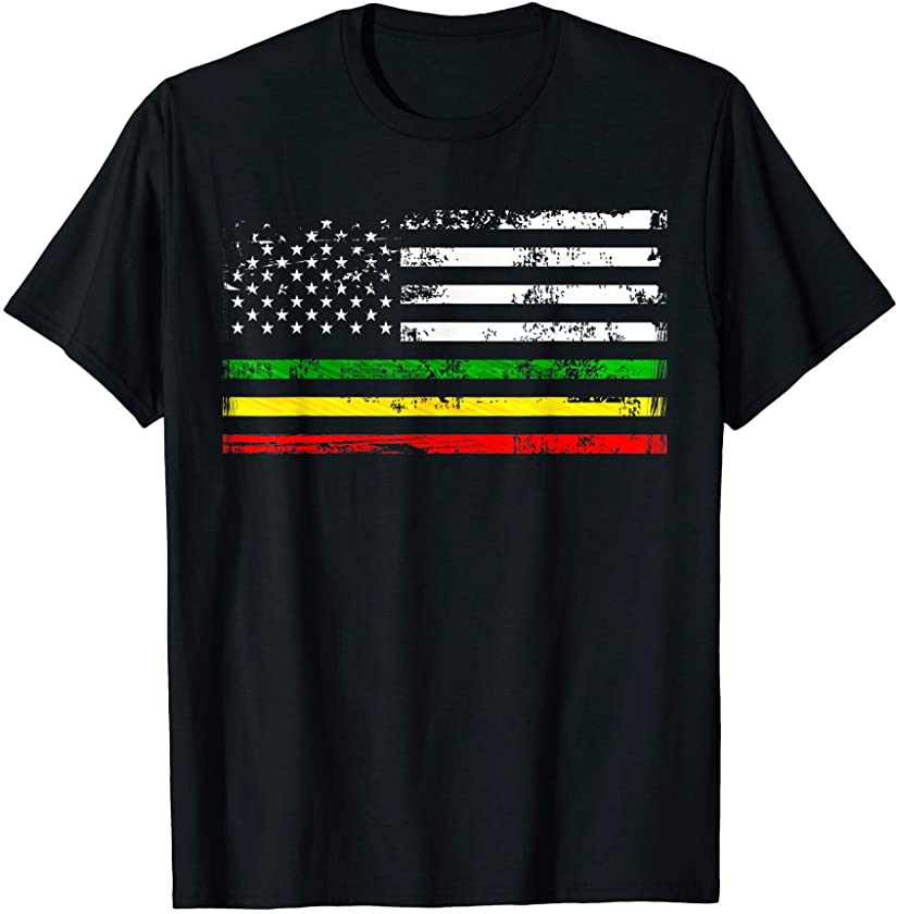 African American flag design. Gift for Africa Rasta Reggae T-Shirt