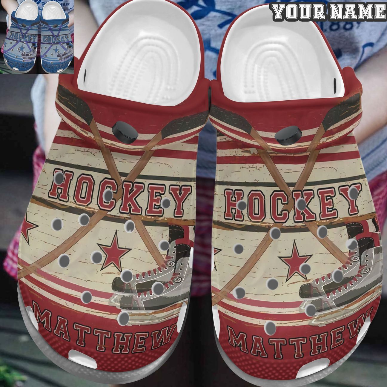 Hockey Personalized Clog, Custom Name, Text, Color, Number Fashion Style For Women, Men, Kid, Print 3D I Love Playing Hockey 9