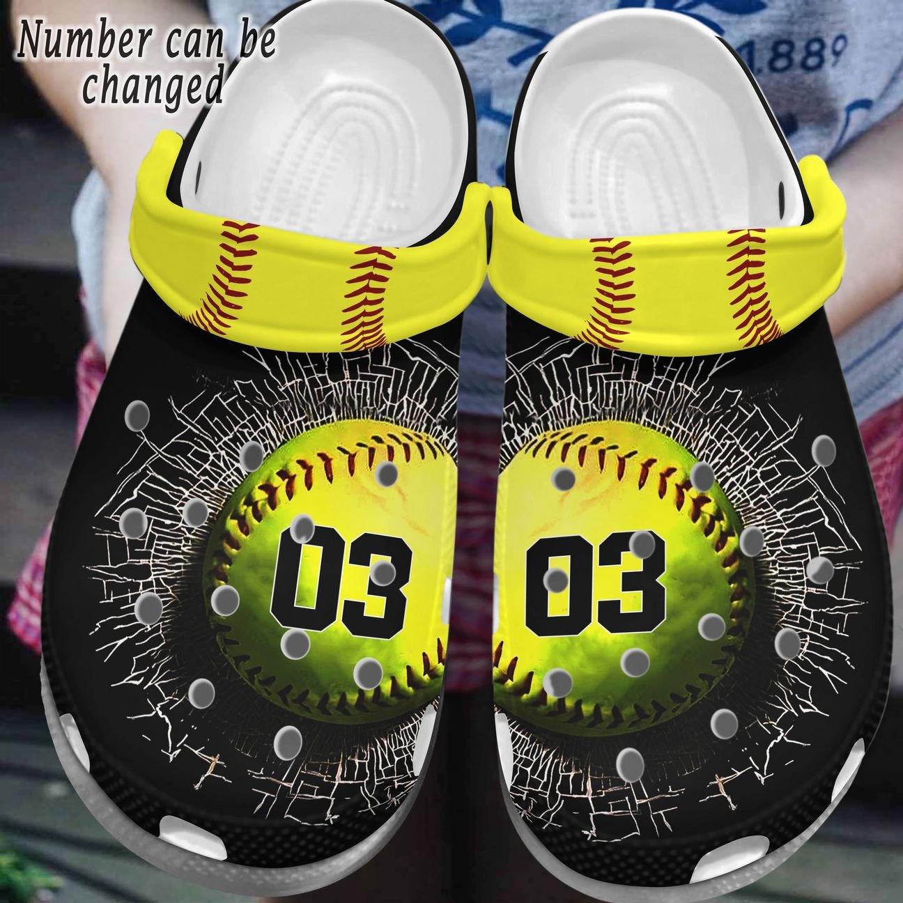 Softball Personalized Clog, Custom Name, Text, Color, Number Fashion Style For Women, Men, Kid, Print 3D Softball Breaking Ball