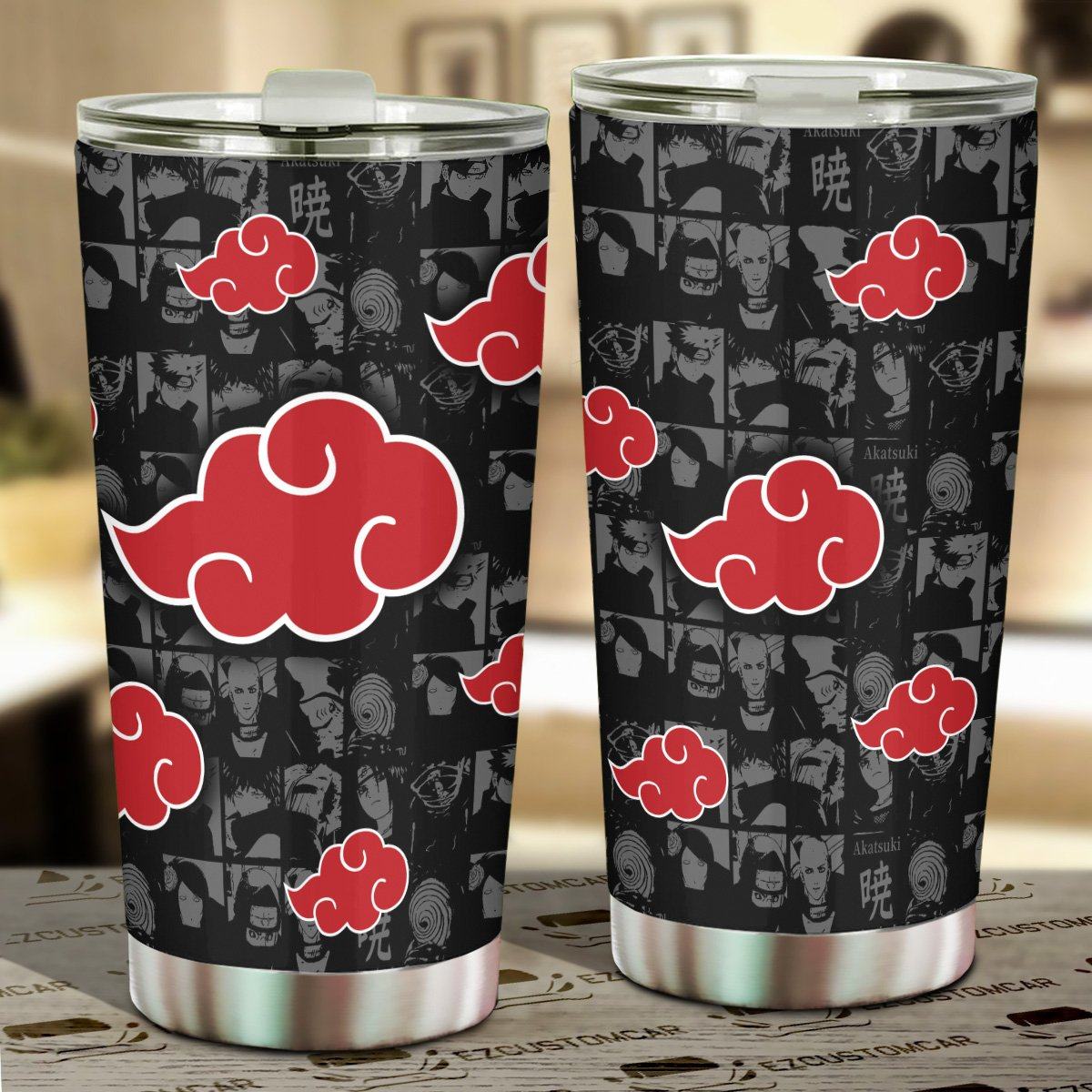 Akatsuki Cloud Stainless Steel Tumbler Custom Naruto Anime Car Accessories