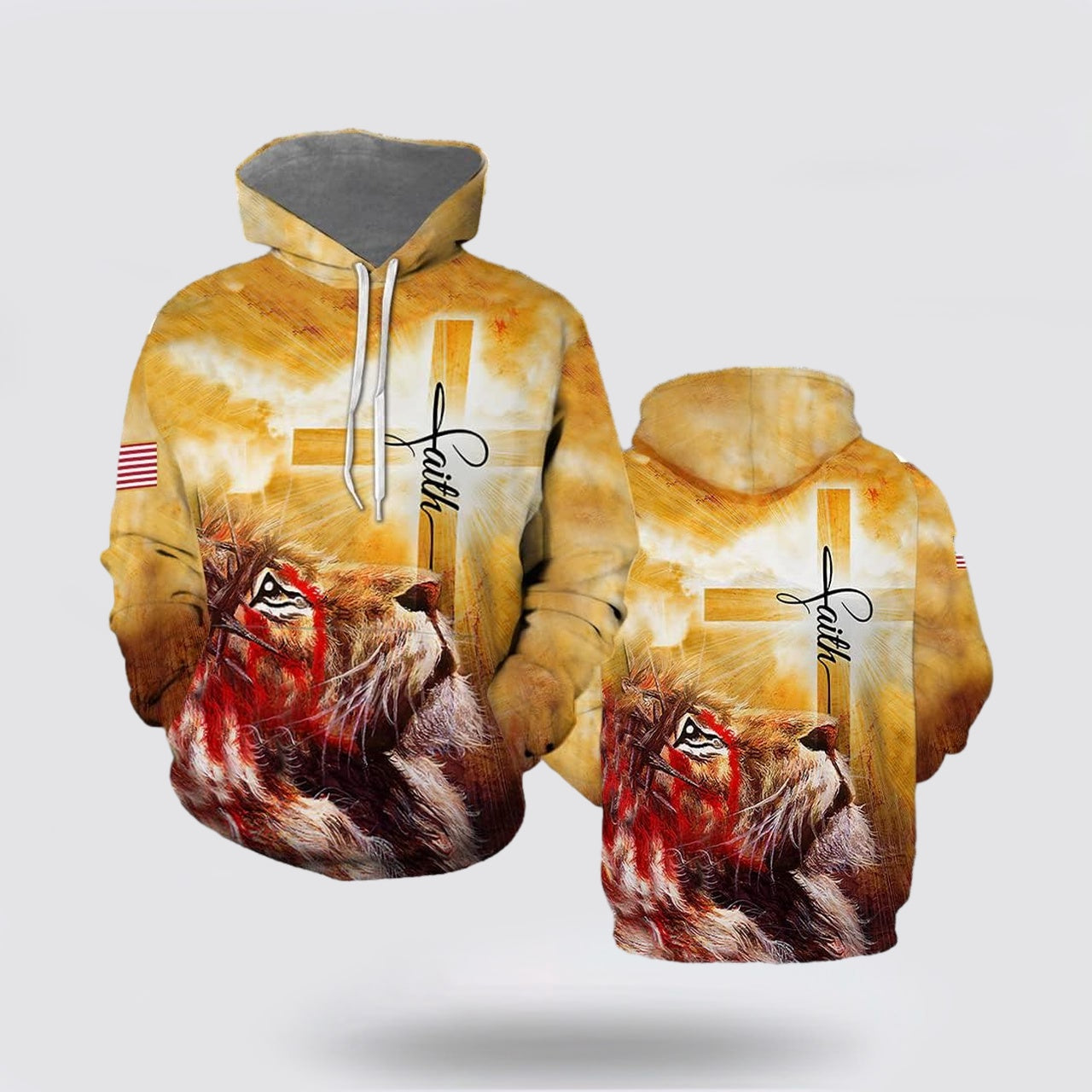 Faith Lion Cross Light 3D Hoodies For Women Men  Christian Apparel Hoodies