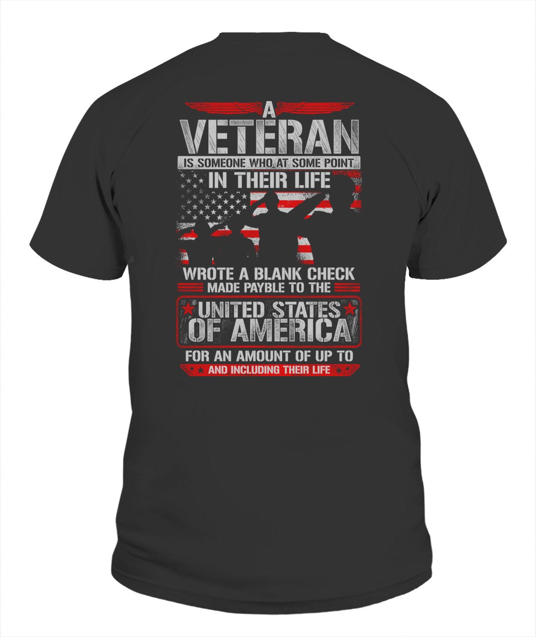 Veteran Wrote Blank Check Veteran Unisex T Shirt | Full Size | Adult | Black | K2722