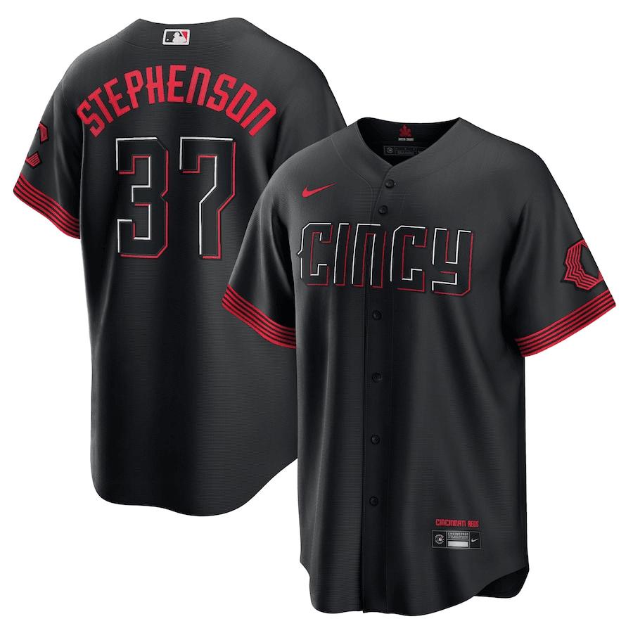 Tyler Stephenson 37 Cincinnati Reds 2023 City Connect Men Jersey – Black