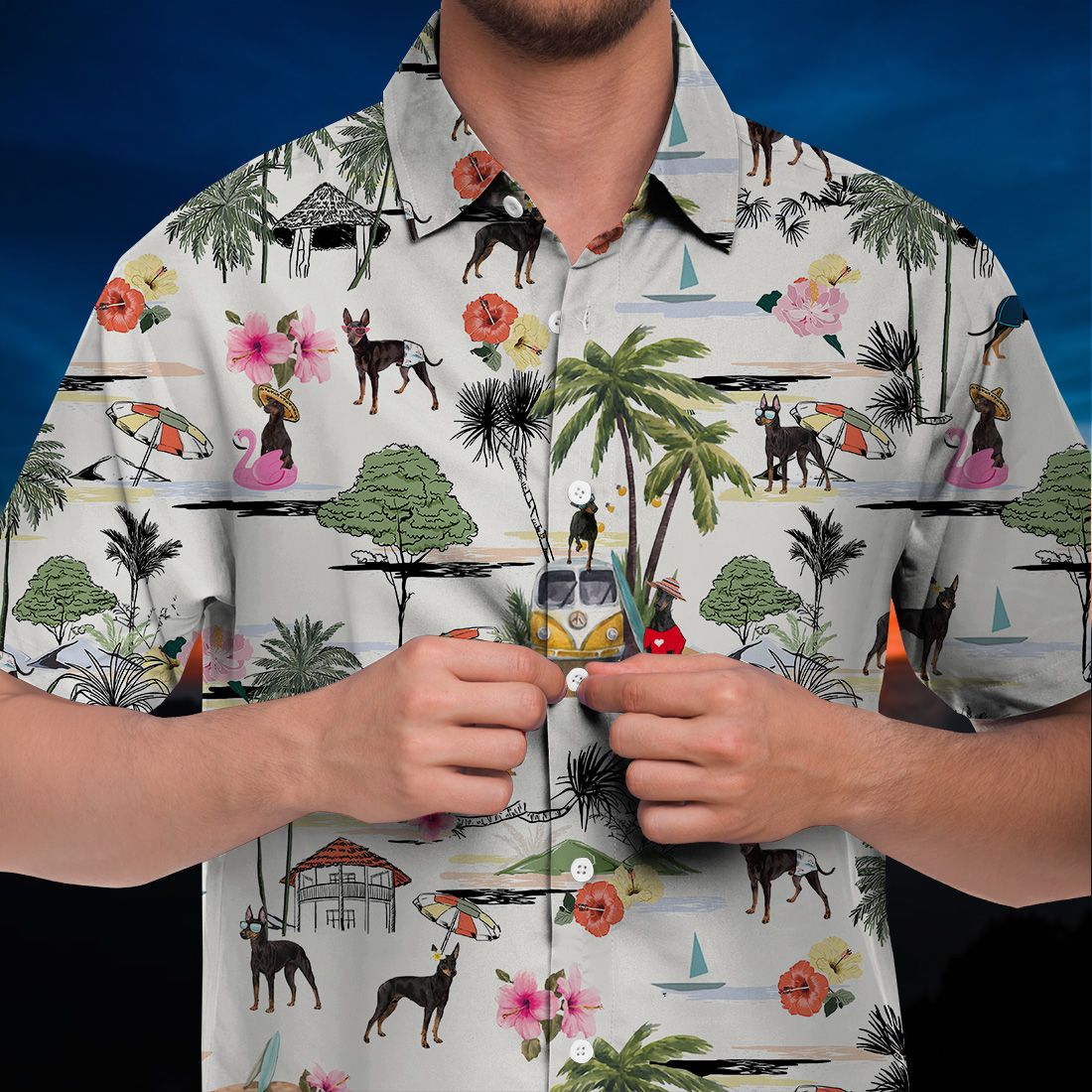 Manchester Terrier Hawaiian Shirt Hawaii Beach Retro