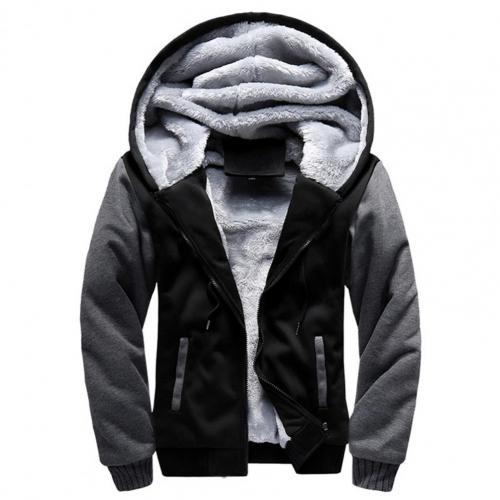 Winter 2021 Coat Men Solid Colors Drawstring Zipper Fly Hooded Cardigan Thick Warm Men Jacket for Work alx