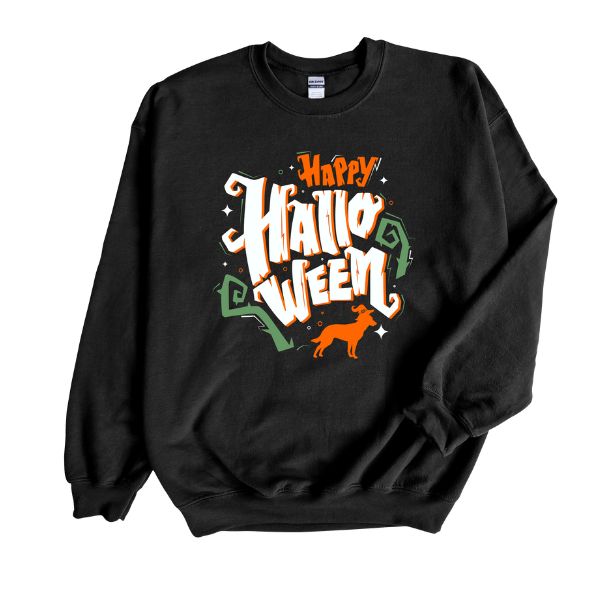 Big Dog Creative Happy Halloween Sweatshirt All Over Print Sweatshirt For Women Sweatshirt For Men