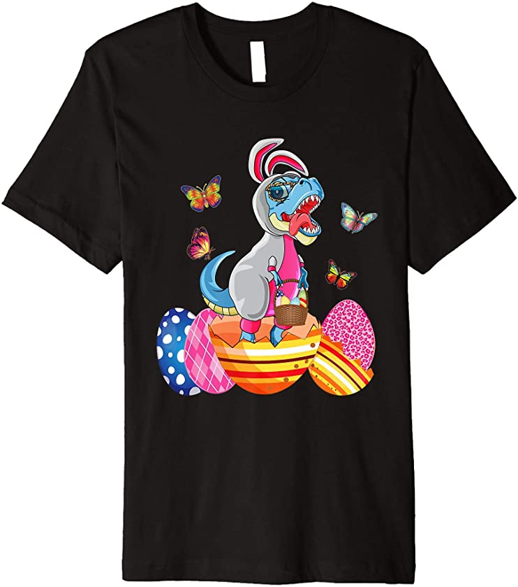 Dinosaur Bunny Easter Basket Egg Hunt T Rex Toddler Girl Kid Premium T-Shirt