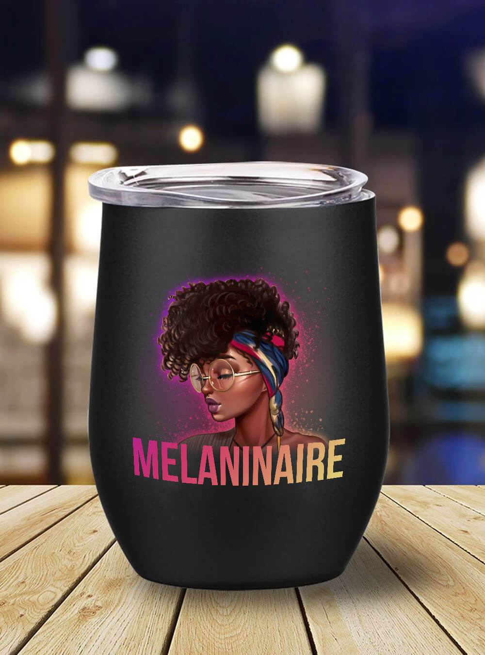 African American Tumbler Melaninaire Afro Girl Stainless Steel Wine Tumbler Mug Afrocentric Inspired Gift Ideas BPS7167