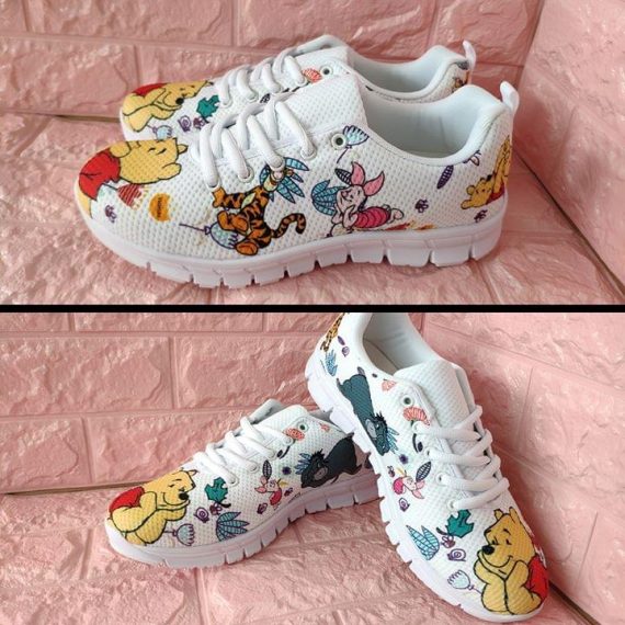 Gift For Pooh Lover Pooh Characters Pattern White Sole White Sneaker Cp