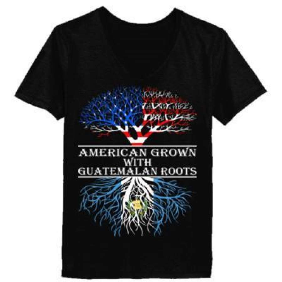 AGR American Grown With Guetamala Roots – Ladies’ V-Neck T-Shirt