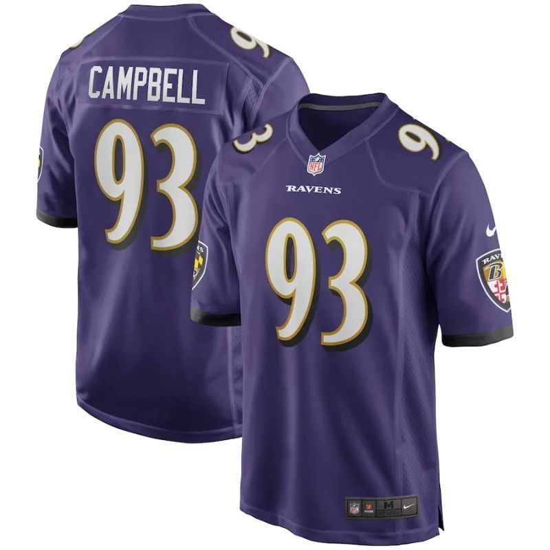 Baltimore Ravens Calais Campbell #93 2020 NFL Purple Jersey Jersey