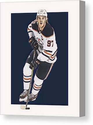 Connor Mcdavid Edmonton Oilers Pixel Art 100 Joe Hamilton Canvas Print