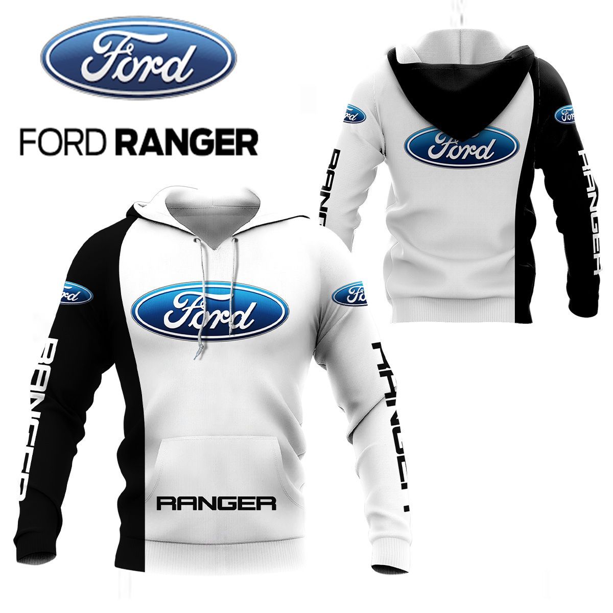 3D All Over Printed Ford Ranger BDA-HL Shirts Ver 1 (White)