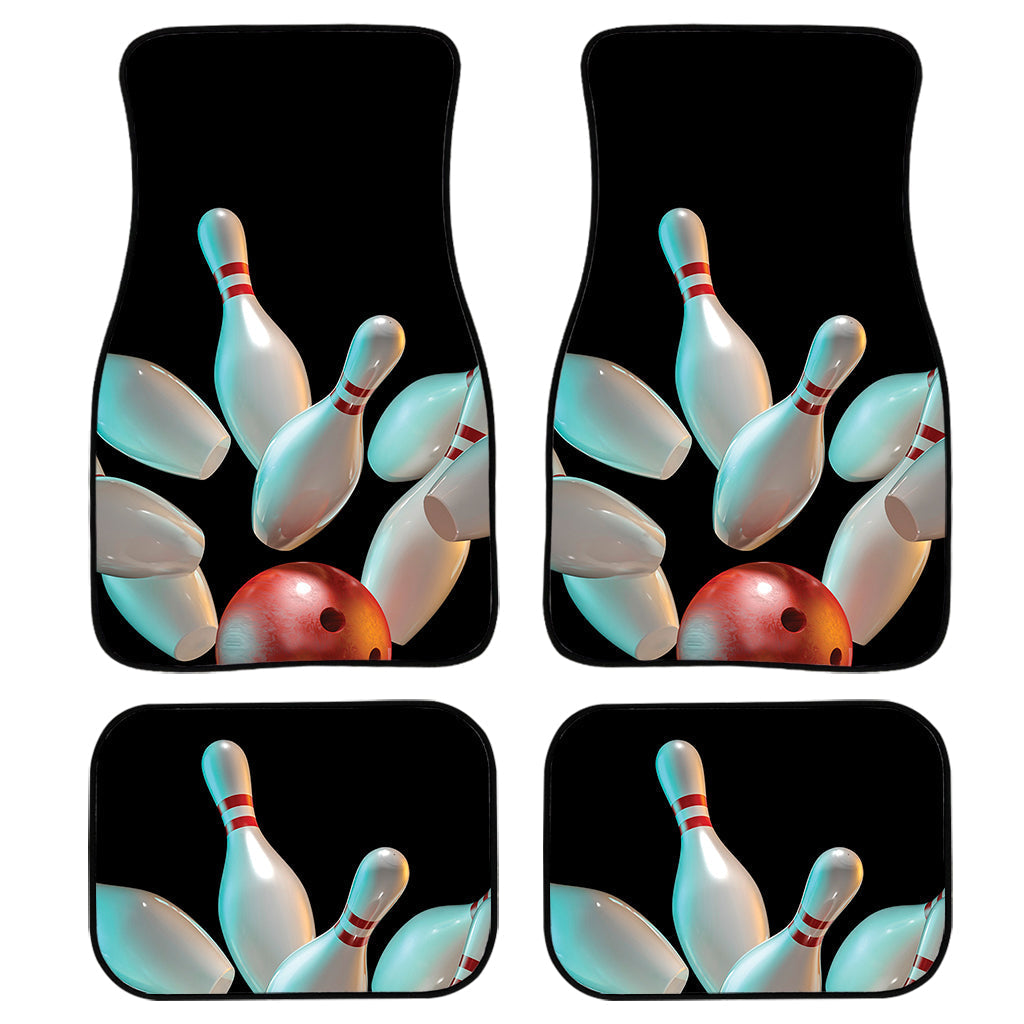 Bowling Strike Print Front And Back Car Floor Mats, Front Car Mat