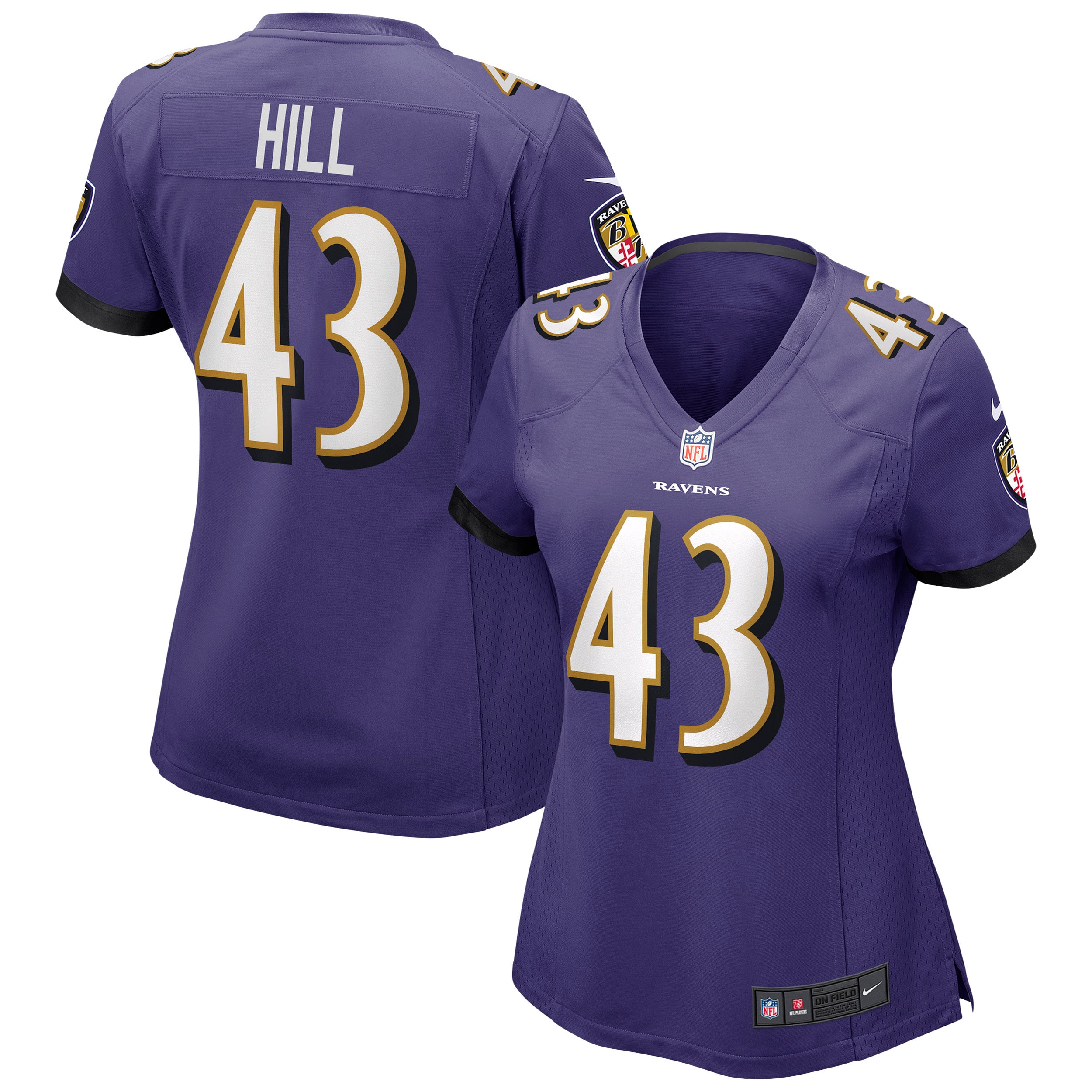 Women’s Baltimore Ravens Justice Hill Purple Game Jersey