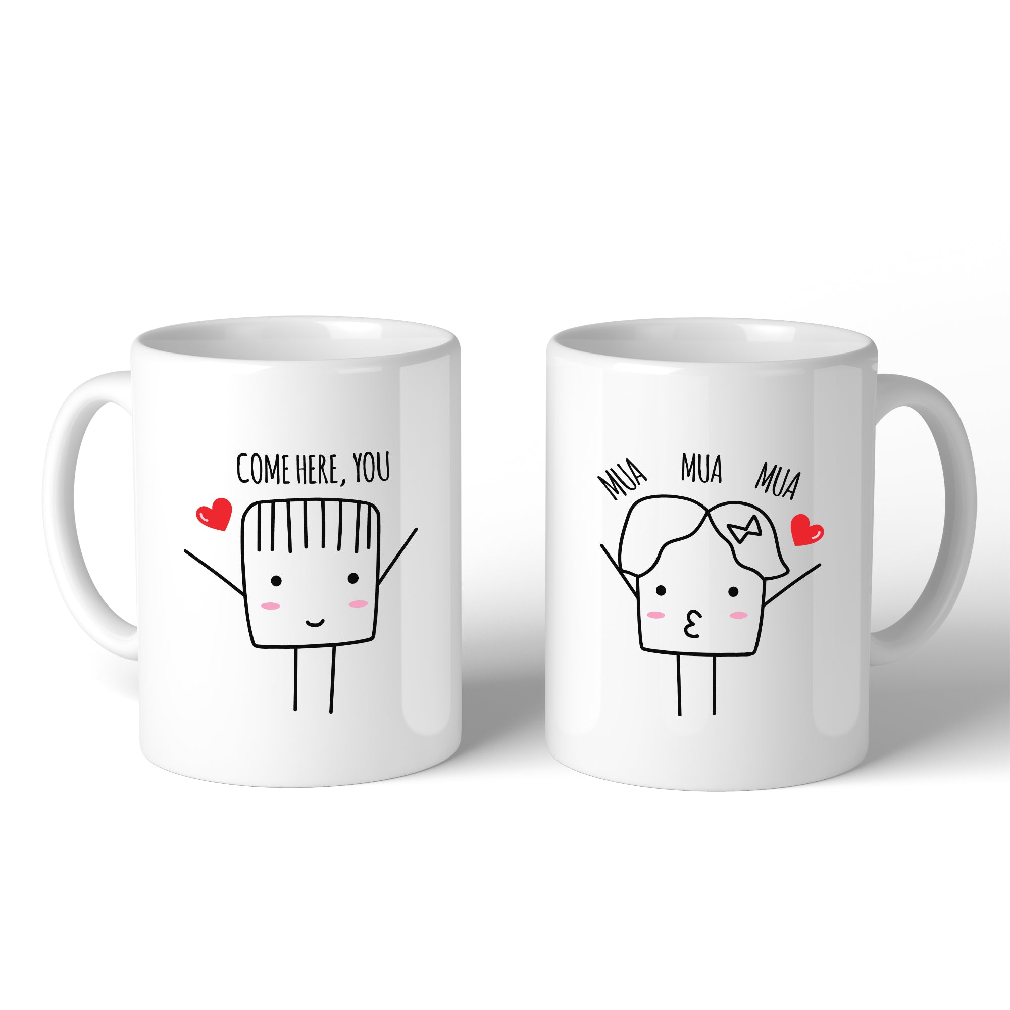 Come Here You Mua Mua Mua Matching Couple White Mugs