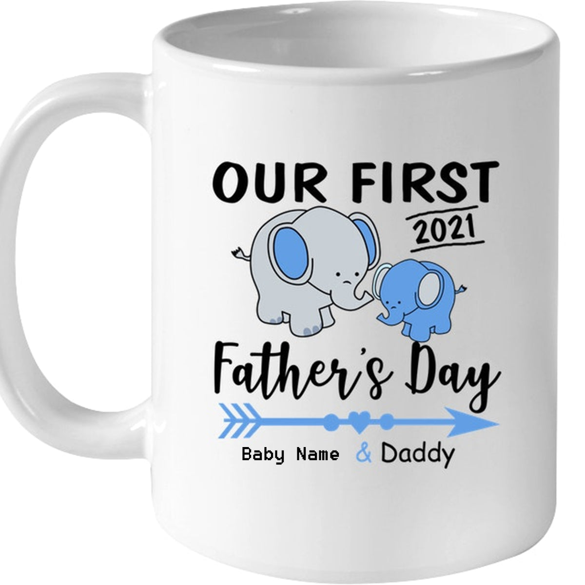 Personalized Coffee Mug For Dad Our First Father’S Day Print Elephant Family Custom Gifts For Birthday