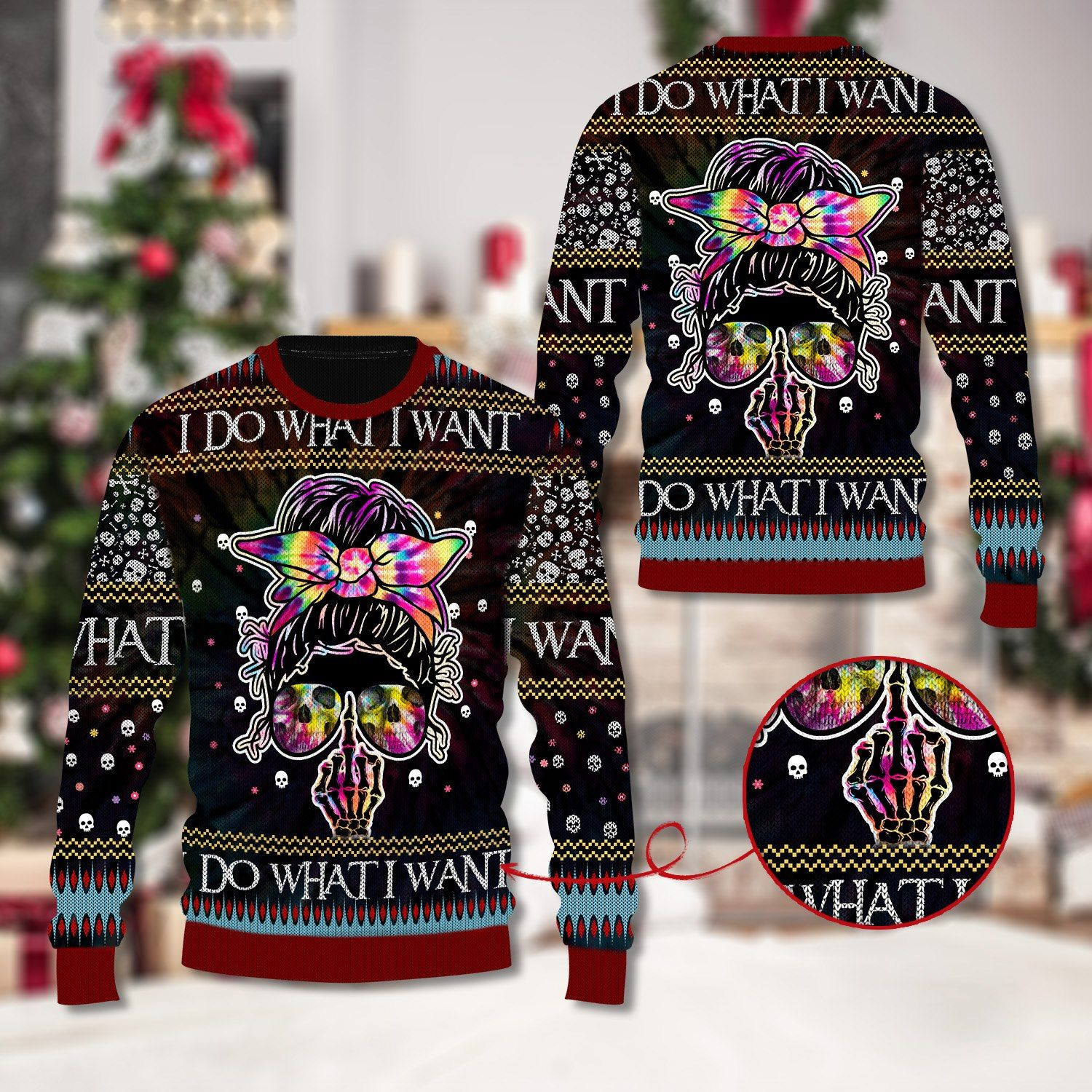 Skull I Do What I Want Xmas Ugly Sweater #Kv