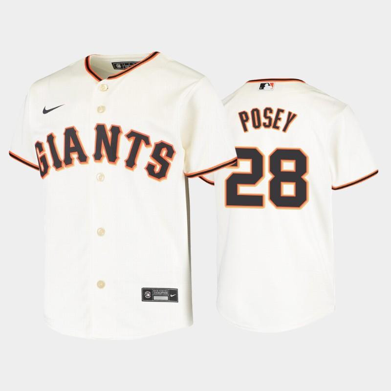 Youth San Francisco Giants 28 Buster Posey Cream Home Jersey