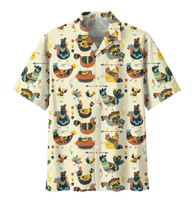 Cartoon Chicken Pattern Hawaii Shirt Ha43842