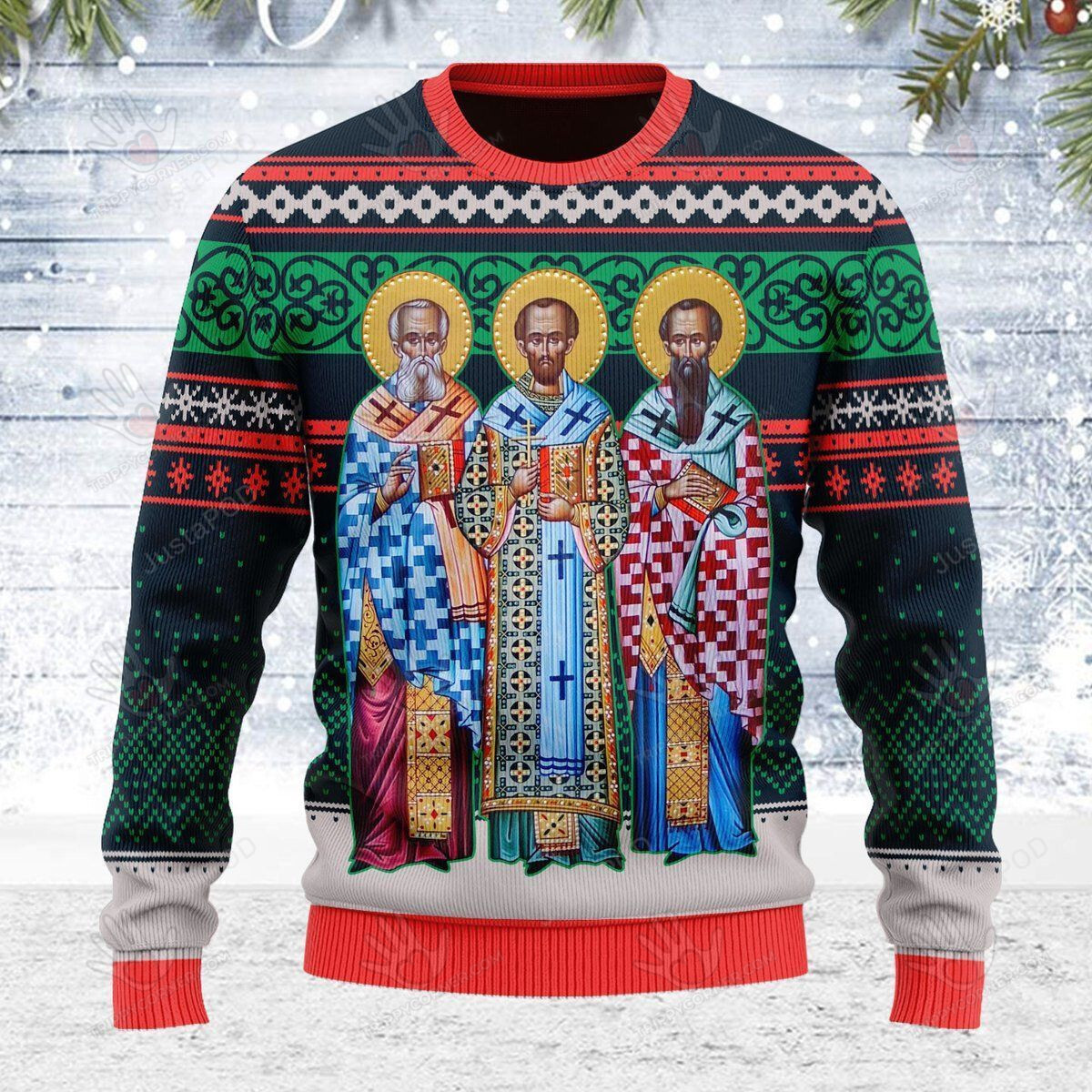 Three Great Hierarchs Ugly Christmas Sweater, All Over Print Sweatshirt,… Ugly Sweater Christmas Gift